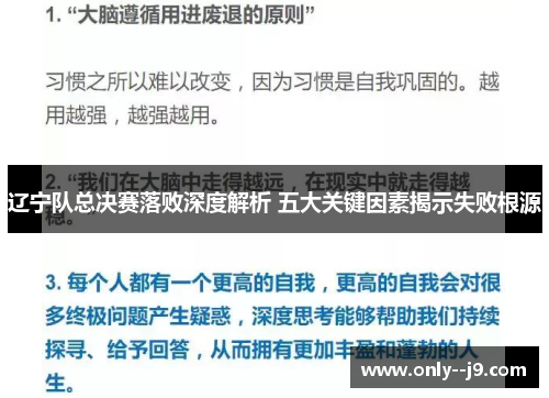 辽宁队总决赛落败深度解析 五大关键因素揭示失败根源