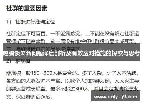 赵鹏谈欠薪问题深度剖析及有效应对措施的探索与思考