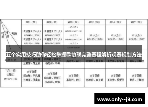 五个实用技巧助你轻松掌握欧协联完整赛程解析观赛规划方法 五个实用技巧助你轻松掌握欧协联完整赛程解析观赛规划方法